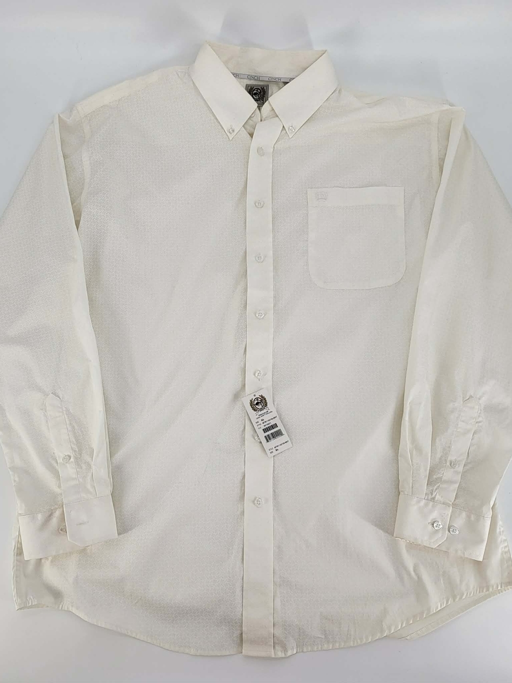 Cinch Men's White Button-Down Dress Shirt with Pocket